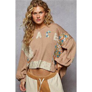 ✨NWT POL Peace Patch Floral Long Sleeve Hoodie - nwt